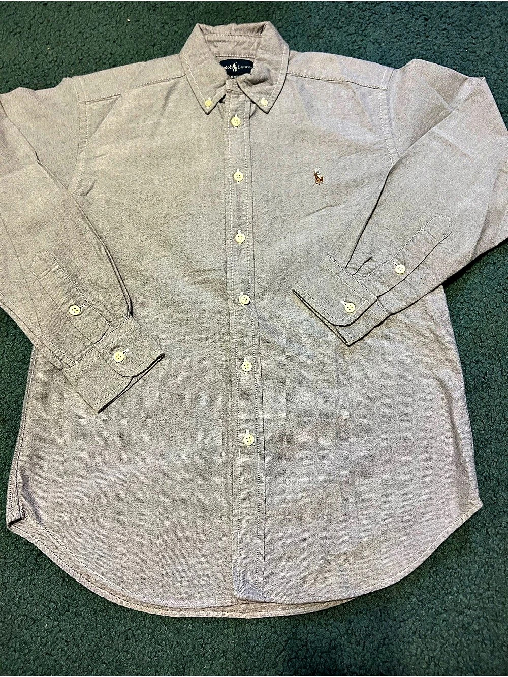 Ralph Lauren Gray Cotton Button Down Size Medium